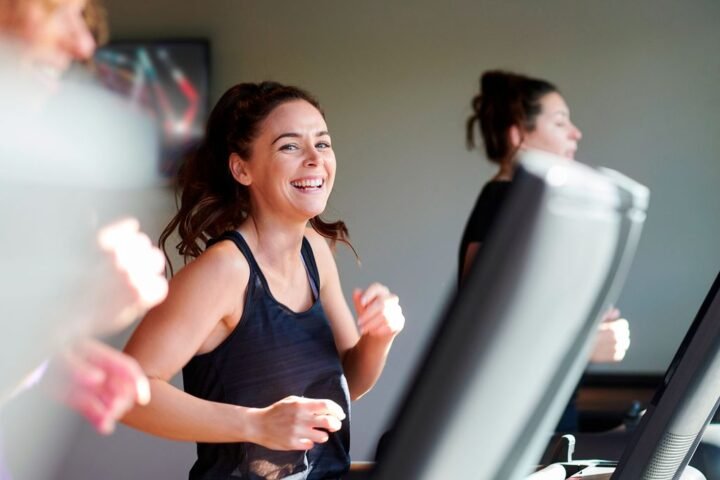 Woman running on treadmill